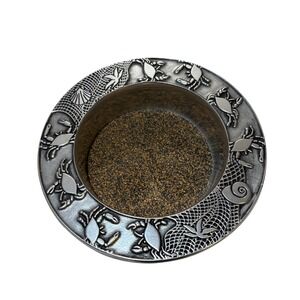 Wilton Armetale Pewter Crab Wine Bottle Coaster/Trinket Tray Coastal Beach W/box